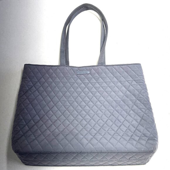 Vera Bradley Handbags - Vera Bradley Carbon Gray Quilted Purse Medium Tote Rose Interior